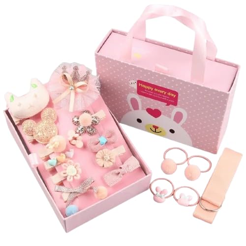 Image of Kashish's Fancy Head wear Accessories For Baby Girls Hair Clip Princess Hair Clip Cute Cartoon Clip, Headband, Schoolgirl, Baby Girl Toddler Set Gift Box Set of 18 Pieces