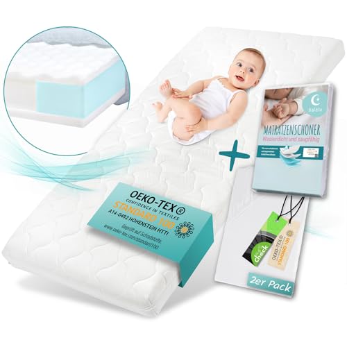 Sun Garden Matratze für Kinderbett, Oeko Tex 100 Zertifiziert, Kinderbettmatratze, Bezug waschbar, Kindermatratze BZW. Babymatratze für Babybett, 70x140 x11 cm, inkl. Matratzenschoner und Bettlaken