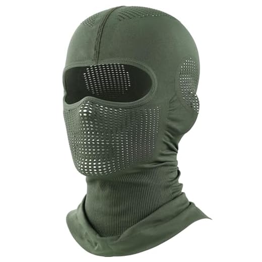 WTACTFUL Cagoule Moto Respirante Homme/Femme Été - Cache Cou Léger pour Vélo, Running, Randonnée sous Casque Vert Militaire