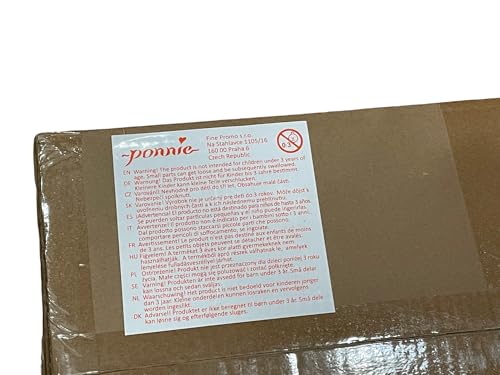 Ponnie Reitpferd mit Rollen Domino S (3-6 Jahre), Spielpferd zum Reiten mit Abnehmbarer Rosa Sattel und Halfter mit Zaumzeugund Kämmbare Mähne und Schwanz, Plüschpferd zum Reiten für Kinder