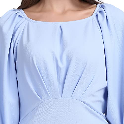 Image of Shasmi Women's Comfortable Mustard Round Neck Full Sleeve Solid Midi Bodycon Casual Western Stylish Dress