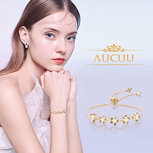 Aucuu Bracelets, Hand Chain Zirconia Bracelet, Adjustable Chain Bracelets Wedding Bridal Jewellery for Women Girls, Gifts for Birthday Valentine's Day