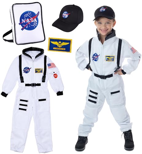 Born Toys Astronaut Costume for Kids Ages 3-7, Space Suit for Boys and Girls with Astronaut Hat & Backpack with NASA Logo, Personalized Name Tag, Washable Career Dress Up Costume for Pretend Play
