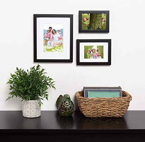 Designovation Gallery Wood Photo Frame Set For Customizable Wall Or Desktop Display, Black 8X10 Matted To 5X7, Pack Of 4 #TOP2