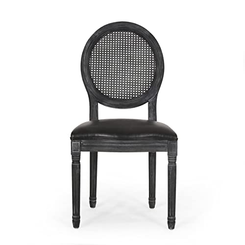 Christopher Knight Home Karlene Dining Set, Natural Stained + Rustic Metal + Midnight Black + Gray #TOP3