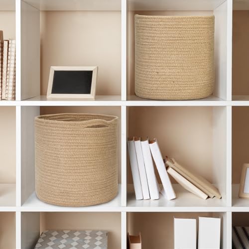 MEGASKET Woven Jute Plant Basket, Wicker Basket Planter for 11 inch Pot, Round Indoor Tree Pot Cover, Small Boho Storage Bin Organizer, Rustic Planter and Home Decor, 12.5” x 12.5” by MEGASKET - Image 9