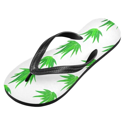 Green Plant White Flip Flops for Beach Thong Sandals Anti-slip Lightweight Shower Shoes for House Indoor Outdoor2