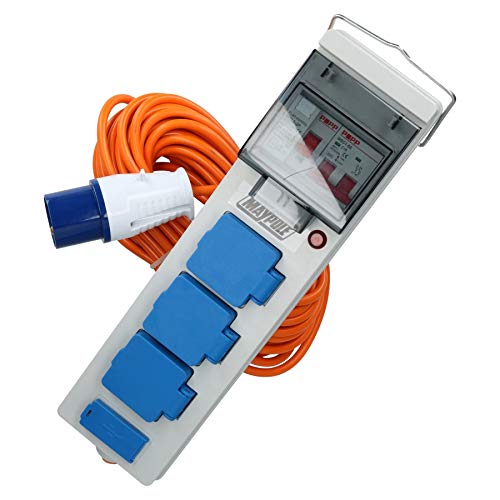AB Tools Tent Caravan Campsite Mains Electric Hook Up with RCD, USB & 15m Cable