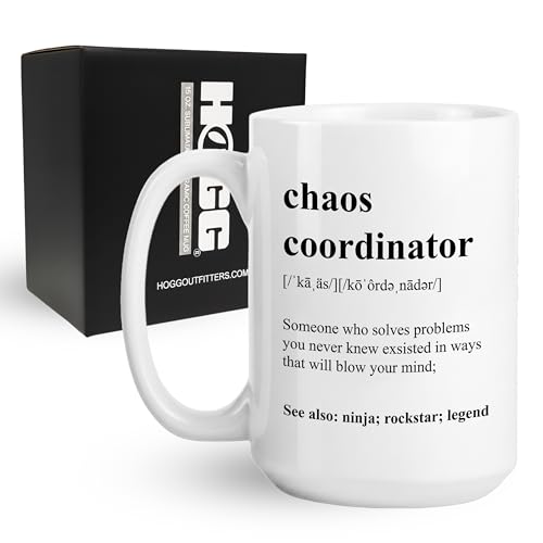 Hogg Chaos Coordinator Mug, Chaos Coordinator Gifts, Job Promotion Gifts, Sarcastic Novelty Ceramic Coffee Mug, Funny Coworker Birthday Cup, Administrative Professional Day Cups