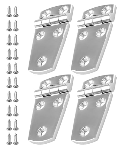 HZSIFU 4PCS 3" x 1.5" Boat Hinges 316 Stainless Steel Marine Grade, 76mm x 38 mm Heavy Duty Door Hinge with Screws for Ship RV Yacht