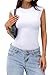 PINKMSTYLE Womens Basic Round Neck Sleeveless Bodysuit Tight Double Lined Tops Fashion Going Out Y2k Body suit Tops White X-Large