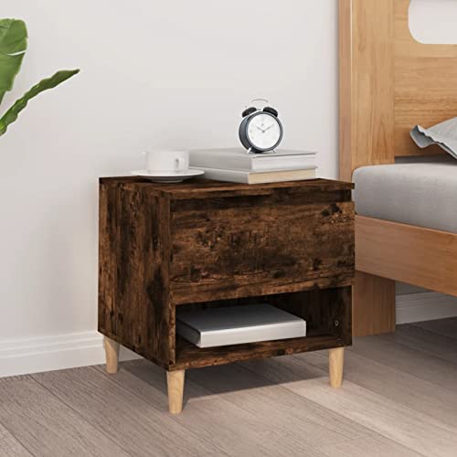 Tidyard Table de Chevet Table de Nuit Table de Chevet pour Adulte en Bois Armoire pour Lit Chêne fumé 50x46x50 cm Bois d'ingénierie