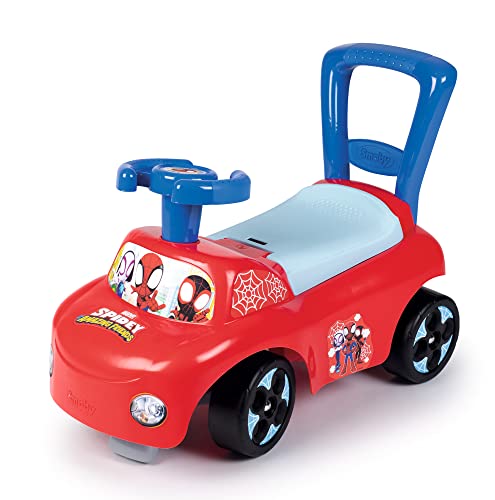 Smoby - Spidey - Porteur Auto - Fonction Trotteur - Volant Directionnel - pour Enfant Dès 10 Mois - Coffre à Jouets - 720508