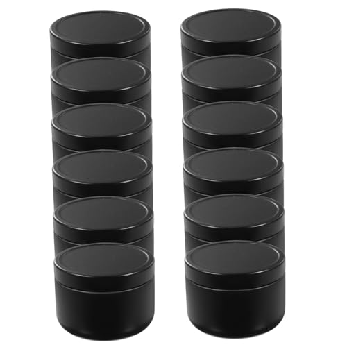 AUTSUPPL 12pcs DIY Candle Jars Lids Tinplate Containers for Homemade Candles Airtight Storage for Crafts Jewelry Sweets Elegant Design Dark Grey