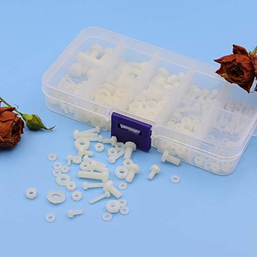 Loscrew 270Pcs M2 M2.5 M3 M4 M5 Nylon Screw Nut Washer Hex Nylon Screws Assortment Kit for DIY Electrical Circuit Board Mounting Hardware Kit