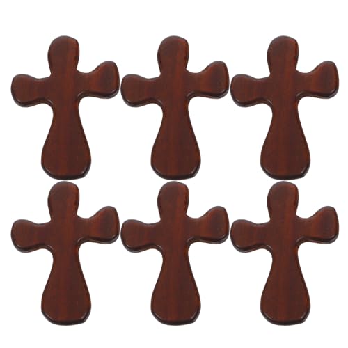 NUOBESTY 6pezzi Croce Di Legno Fatta Mano Piccola Croce Battesimale Portatile Per Collezione Ornamento Religioso in Legno Cattolica