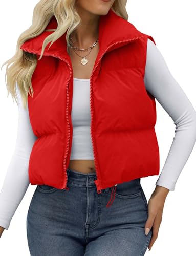 JZC Women's Crop Puffer Vest Lightweight Sleeveless Jacket 2025 Fashion Winter Outerwear Padded Gilet2