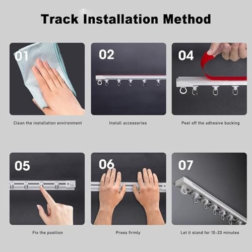 Self-Adhesive Ceiling-Mounted Curtain Track, Easy to Install Room Divider for Living Room, Bedroom, Bay Window, Hospital, Hotel - 460cm (15.1ft)