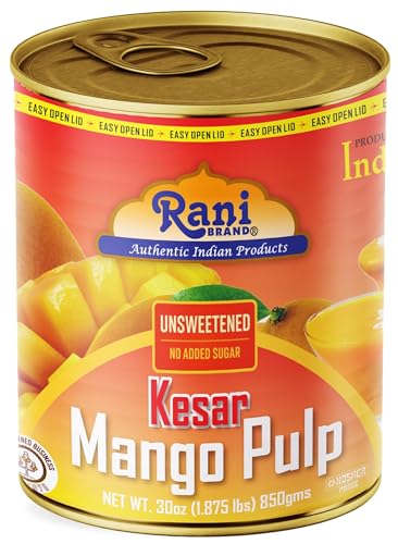 Rani Mango Pulp Puree (Makes Mango Lassi Shakes) Kesar Unsweetened 30oz (1.875lbs) 850g ~ Kosher | All Natural | NON-GMO | Vegan | No colors | Gluten Friendly | Indian Origin