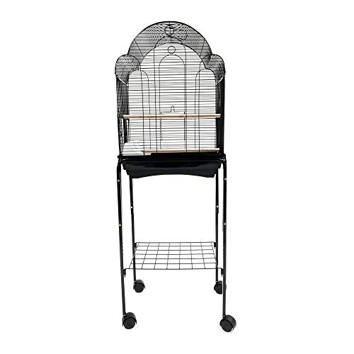 Yml Bar Spacing Shell Top Bird Black Cage With Stand, Small #TOP25