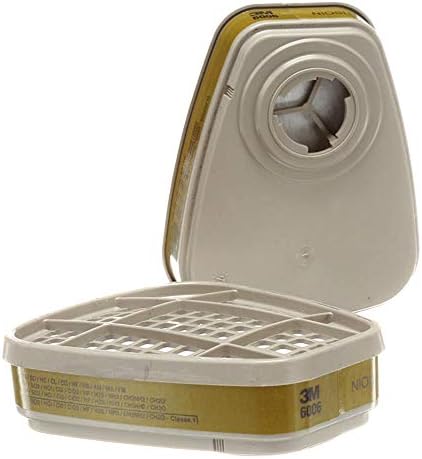 3M Respirator Cartridge 6006, 1 Pair, Helps Protect Against Organic Vapors, Acid Gases, Ammonia, Methylamine or Formaldehyde,Olive