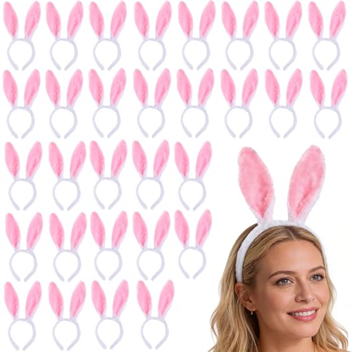 JehaYu 30 Pieces Bunny Ears Headband Rabbit Ears Headband Bunny Headband Stuff Rabbit Ear for Party Easter Gifts Women