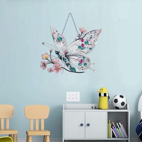 STGLCR Hanging Diamond Art Kits for Adults Pendant Butterfly, Special Shaped Crystal DIY Diamond Painting Kit, Acrylic Board Flower Pendants Double Sided, Home Decor 9.64 Inch by STGLCR - Image 4