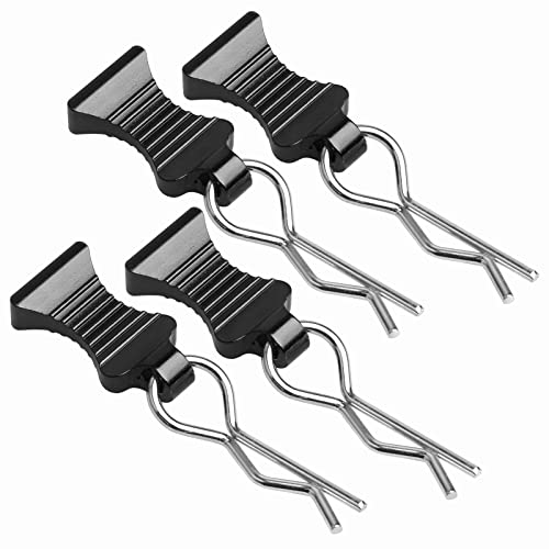 1/10 RC Car Body Clips Pins with Pull Tabs R Clips for All 1:10 1/12 Scale Axial Redcat HPI Himoto HSP Exceed RC Car Parts Truck Buggy Shell Replacement, Set of 4 (Black)