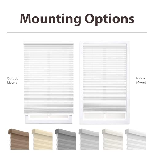 Image of DEZ FURNISHINGS Cordless 1.5 inch Light Filtering Cellular Shade, 46 inch W x 36 inch H, White