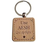 Porte-Clés en Bois Gravé Personnalisé - Idée Cadeau pour AESH...