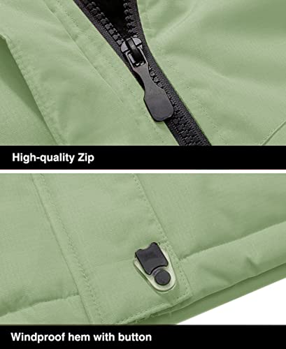 Magcomsen Jacket Men Winter Warm Waterproof Coat Hooded Rain Jacket Fleece Jacket Soft Shell Jackets Thick Windbreak Light Green Xl #TOP6