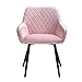 Sigtua, Krzesło tapicerowane otoczenie, designerskie krzesło do jadalni, z aksamitu, różowe, eleganckie wzornictwo, krzesło kuchenne, krzesło do salonu, krzesło z miękką poduszką, siedzisko i oparcie, krzesło dla gości z oparciem, różowe