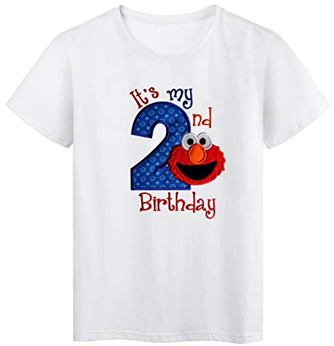Funny Girl Designs Embroidered ELMO It's My Second Birthday Turning 2 Children's T - Shirt (3T Unisex)