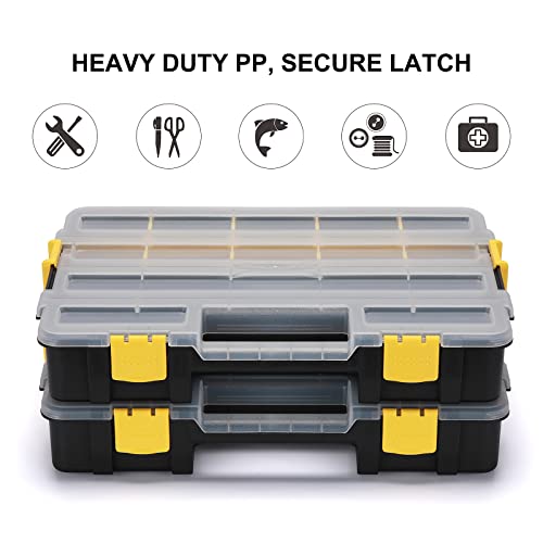Image of Mayouko Stackable Plastic Toolbox Organizer, Interlocking Small Parts Organizer, Compartment Toolbox for Screw,Nail,Hardware, 2PCS
