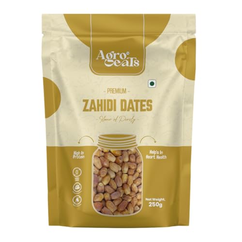 Image of AGROEATS PREMIUM ZAHIDI DATES - 250g Pack |Khajoor Dry Fruit & Nuts Natural Sweetener | Healthy & Nutritious Snack | Rich in Fiber & Energy