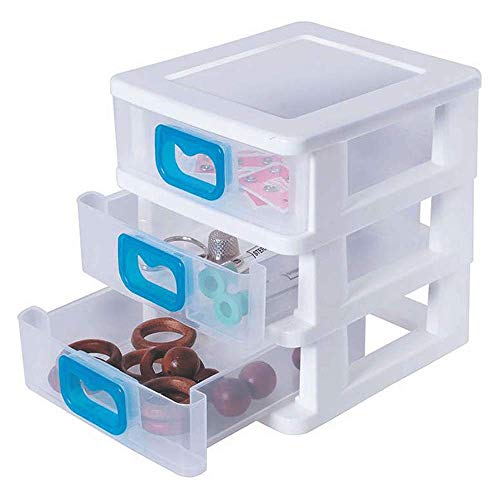 Gaveteiro Plástico de Mesa Pequeno 3 Gavetas Branco Gv17 São Bernardo