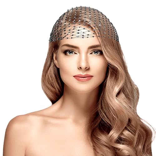 Fascia Capelli Strass, Nero Glitter Fascia per Capelli in Rete di Cristalli Elastica Bandana Strass Diamanti Copricapo Festa Discoteca Costume Accessori per Capelli per Donne Ragazze