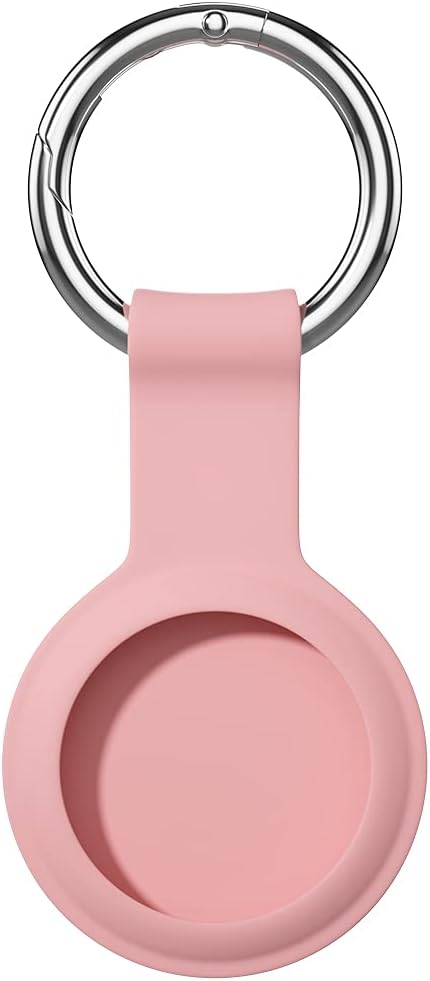 AWINNER Compatible for AirTag Case Keychain,Silicone Protective case Secure Holder with Key Ring (Pink)