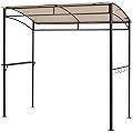 Tangkula 7ft Grill Gazebo, Patio Barbecue Canopy with Serving Shelf and Storage Hooks, Curved Grill Shelter w/Heavy-Duty Steel Frame Sunshade Gazebo for Outdoor Garden (Beige)