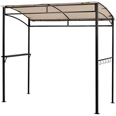 Tangkula 7ft Grill Gazebo, Patio Barbecue Canopy with Serving Shelf and Storage Hooks, Curved Grill Shelter w/Heavy-Duty Steel Frame Sunshade Gazebo for Outdoor Garden (Beige)
