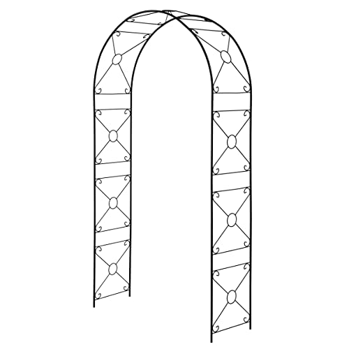 ぼん家具 ローズアーチ 丸型 ガーデンアーチ バラ 高さ212.2×幅114×奥行38cm ガーデニング 玄関 門 庭 スチール ブラック