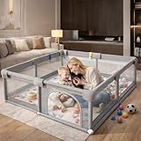 150×180×68cm Cercadinho para Bebe Para Bebês e Crianças Pequenas Chiqueirinho Bebe Para Internos & Externos Cercadinho de Segurança Resistente Para Bebês com Malha Macia e Respirável