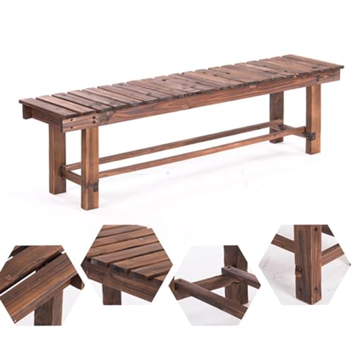 Banco de exterior sin respaldo en madera maciza anticorrosiva para jardin 2