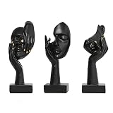AWNR Black Women Face Statue Set of 3 Abstract Sculpture Small Figurines for Modern Home Decor Livin