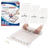 TAILI 15 Travel Compression Bags, Roll Up Space Saver Bags (5 Small+5 Medium+5 Large), Hand Roll Packing Storage Bags for Luggage, Suitcase and Cruises, No Pump or Vacuum Needed, Clear