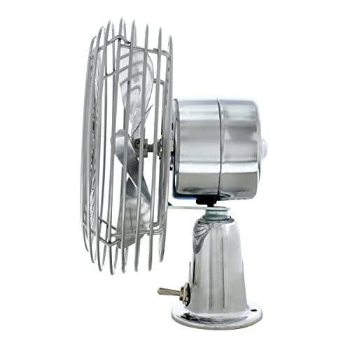 United Pacific 40848 Heavy-Duty Chrome 12V Car Fan W/6" Fan Blade For Cars, Trucks, Rvs, & Vans, All Metal, 2-Speeds, Adjustable Base - One Fan #TOP3