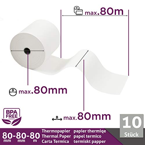 LYNNE - Rouleau Thermique 80x80x12 - Bobine 80x80 pour imprimante - Rouleau imprimante thermique 80mm x 80m x 12mm - Sans BPA - [10x] – vue 5