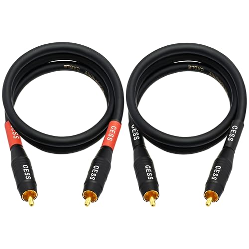Image of CNCESS CESS-075-2f Heavy Duty Waterproof RCA Cable, Phono Male to Male (2 FT)