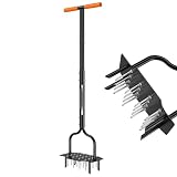 Poskena Rasenbelüfter, Aerifizierer für Rasen mit Massiven Stahlnadeln & Hohlnadeln, Rasenlüfter mit Breiter, Stabiler Grundplatte, Manuelle Rasenspecht für Rasenflächen und Gärten