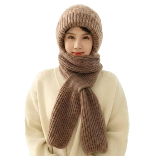 Image of Kraptick Women's Winter Cap and Scarf Set - Thick Fleece Lined Knitted Beanie Hat and Neck Warmer Muffler for Ladies, Soft & Stretchable Woolen Snow Proof for Extreme Cold -4